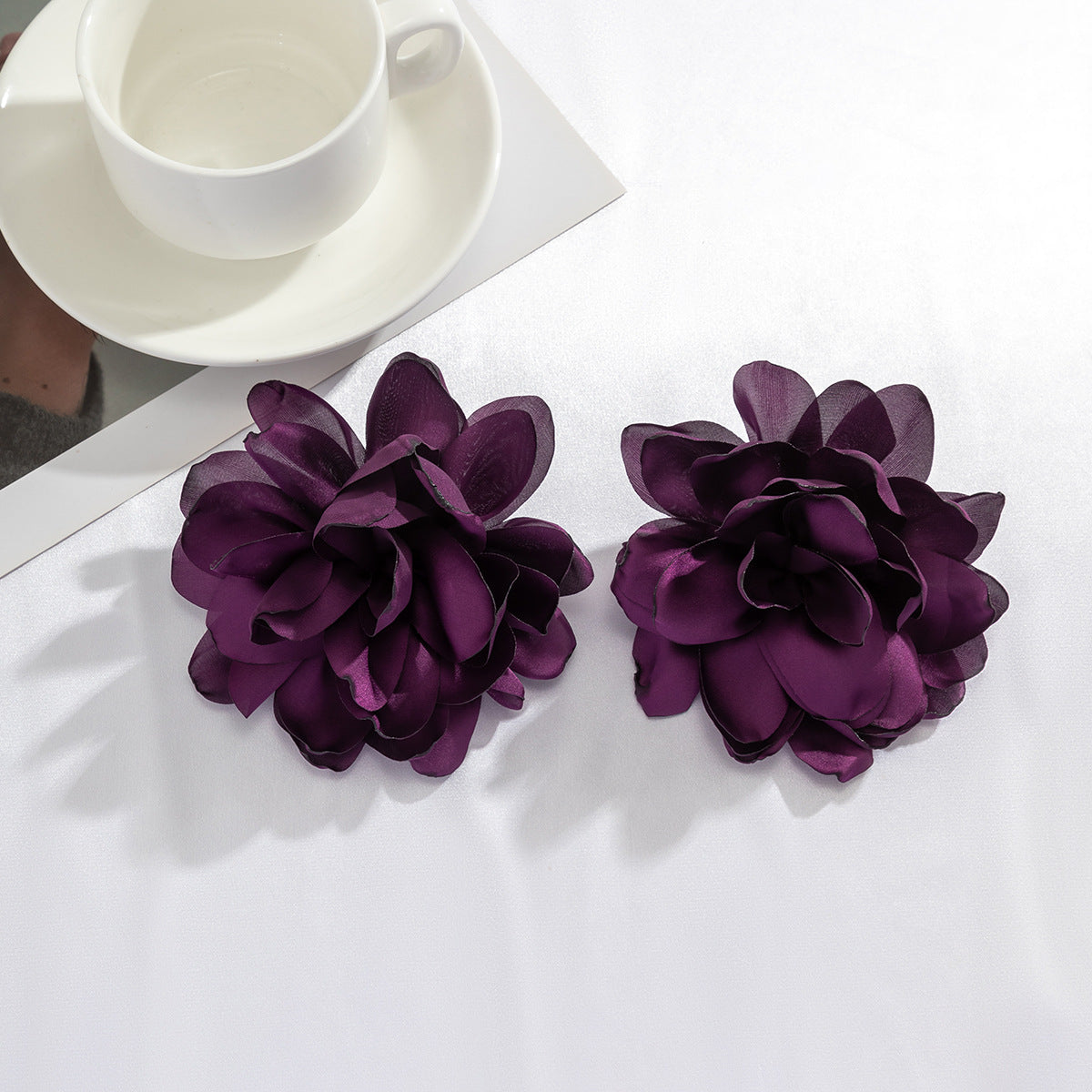 Oversized Fabric Flower Earrings