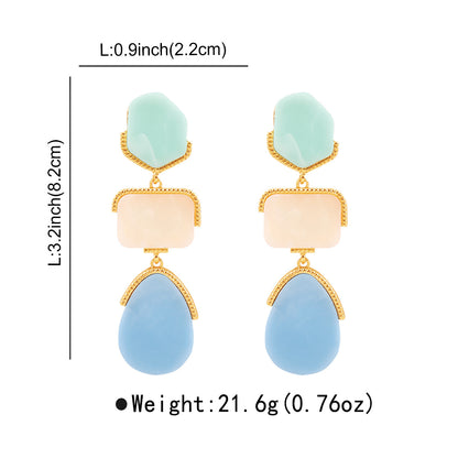 Imitation Stone Grain Color Match Earrings