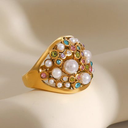 High Quality Pearl Diamond Ring