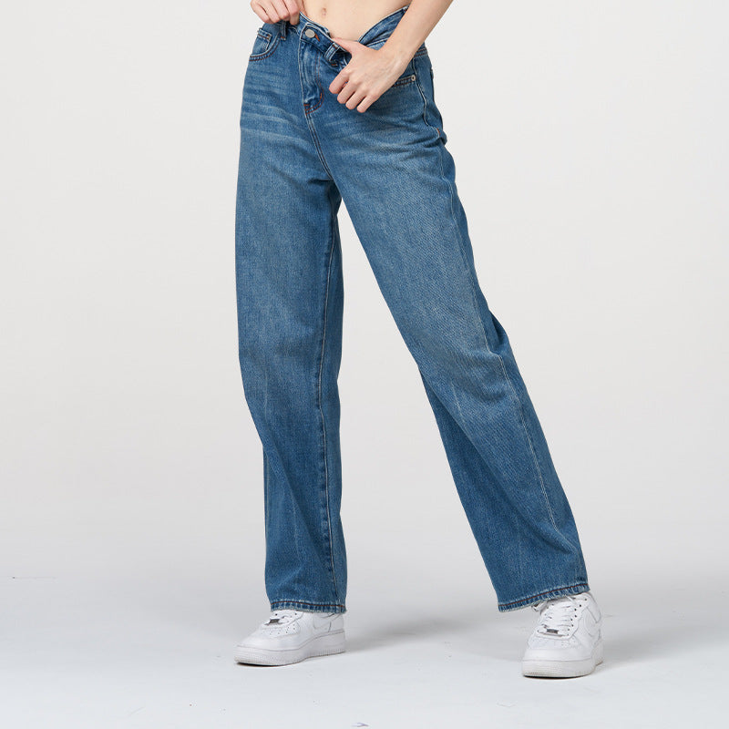 Mid-Waisted Straight Leg Jeans