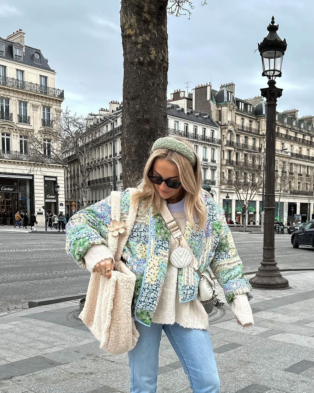 Yellow-Green Floral Patterned Patchwork Printed Jacket