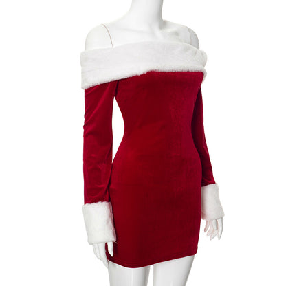 Off-The-Shoulder Christmas Mini Dress