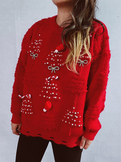 Plush Christmas Tree 3D Decorated Knit Sweater