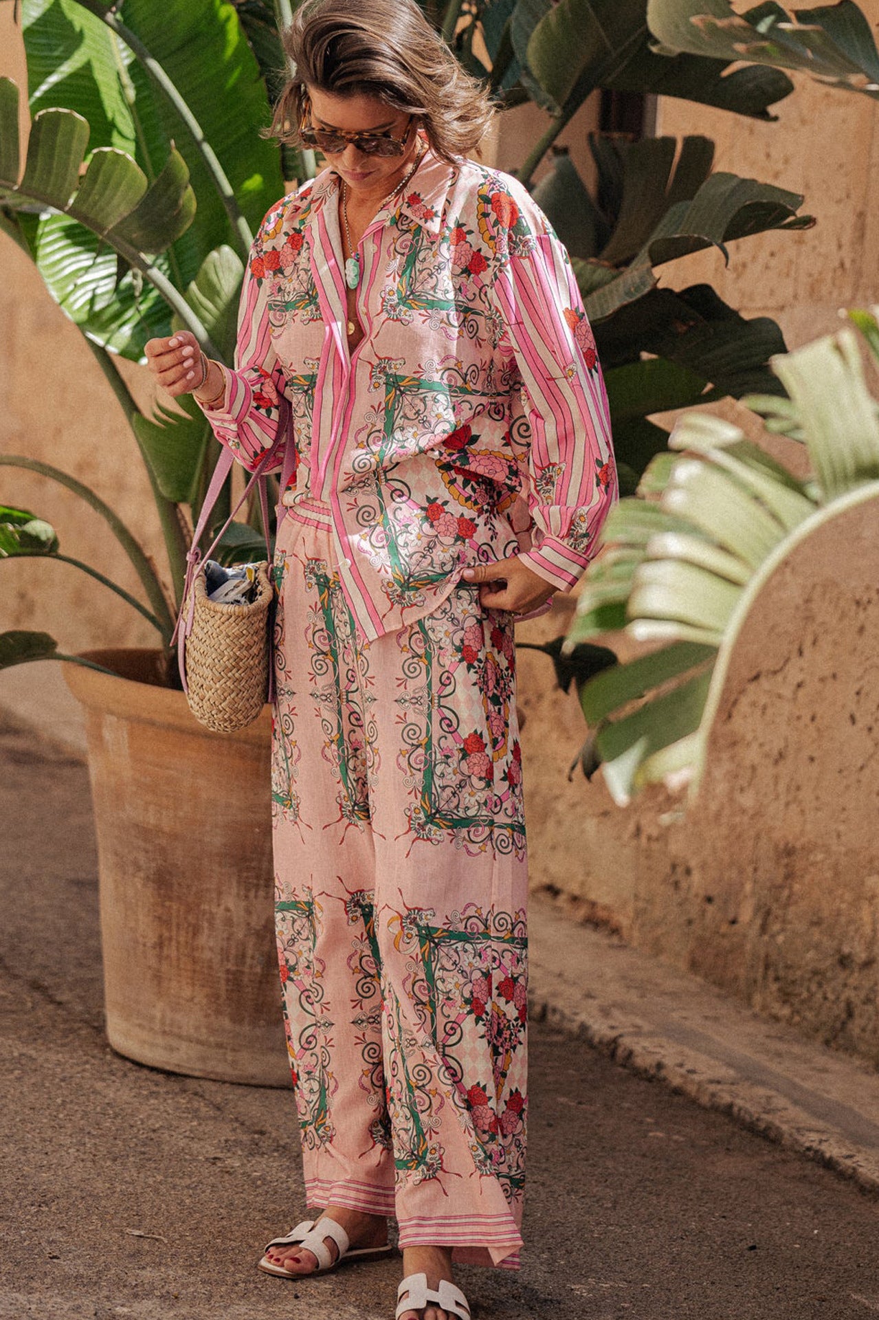 Loose Printed Shirt And Trousers Leisure Vacation Set