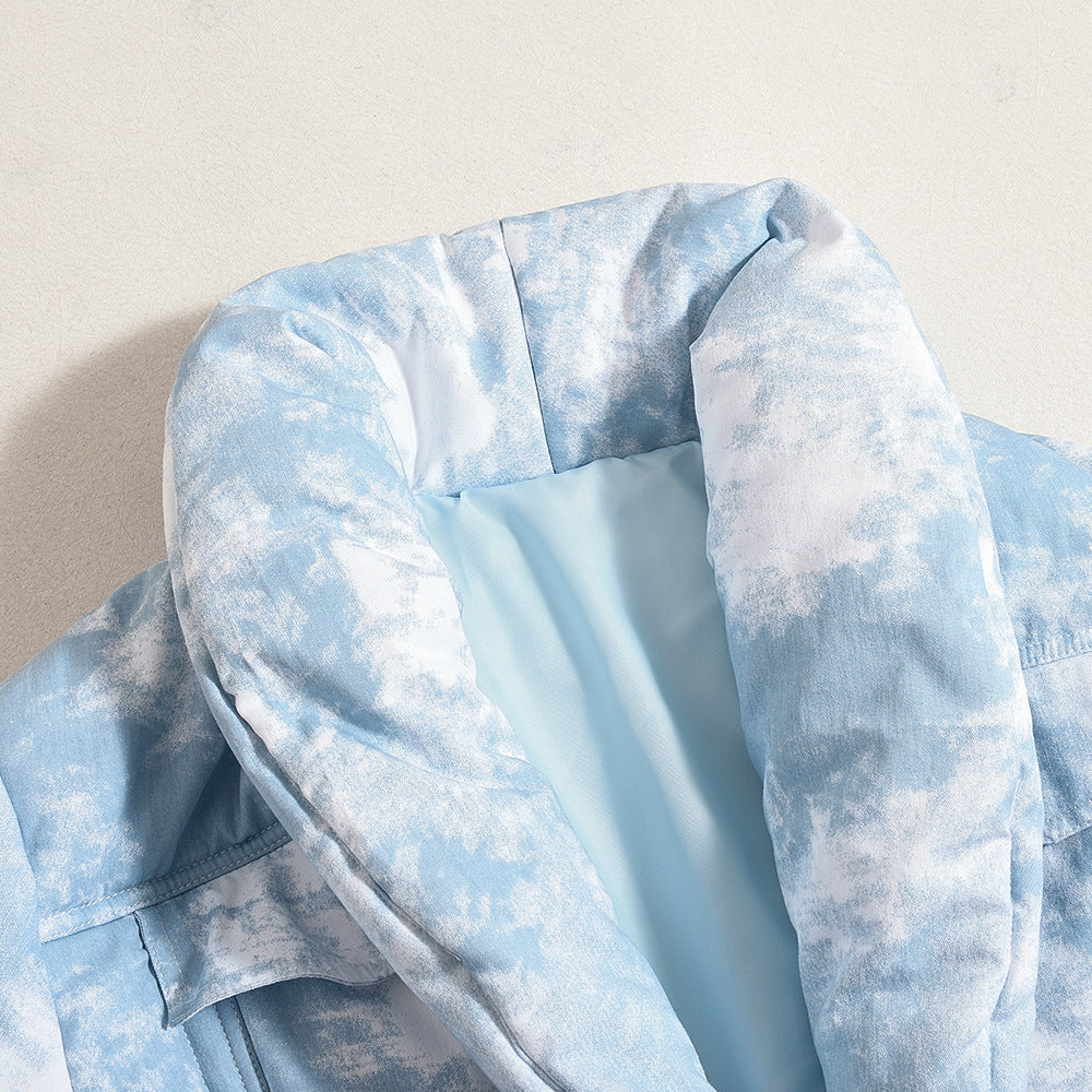 Mist dyed Clouds Standing Collar Padded Jacket