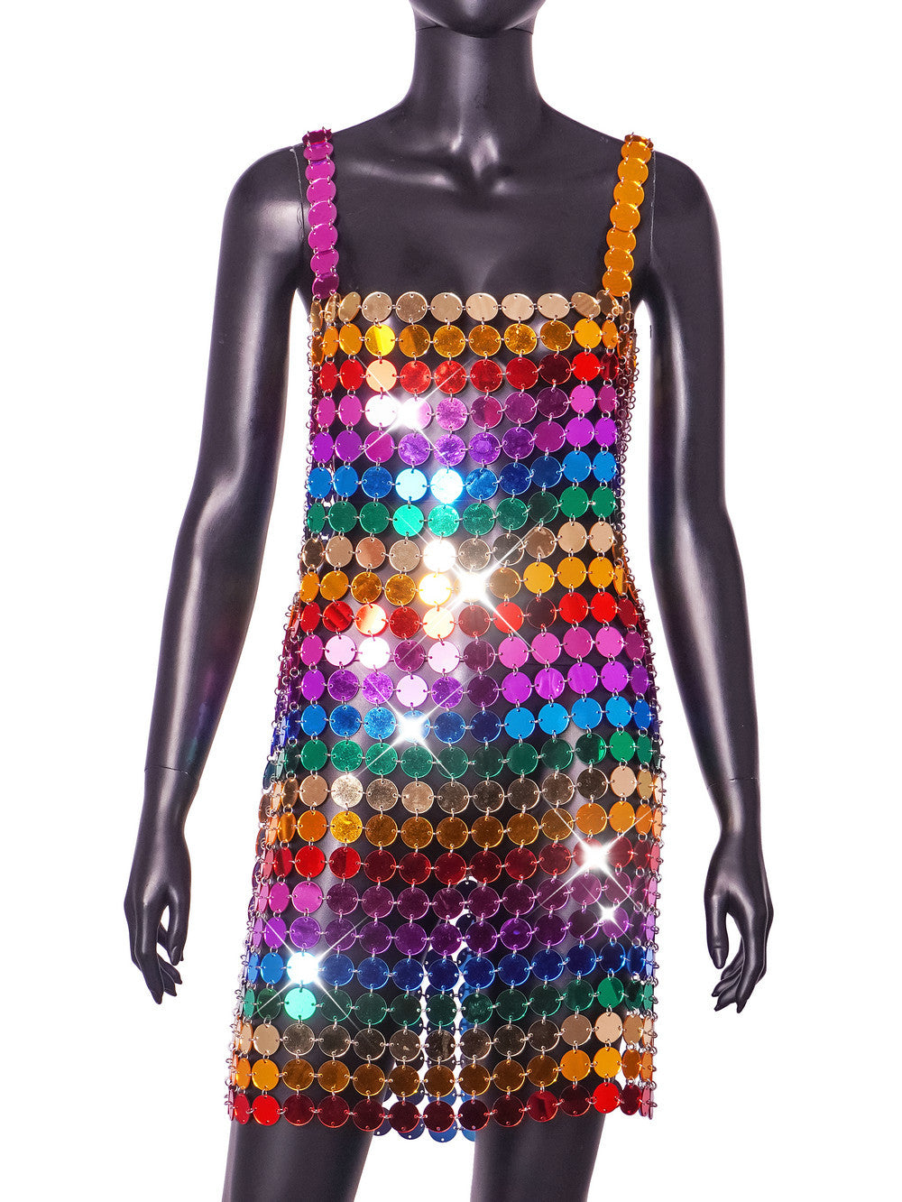 Rainbow Sequin Disco Mini Dress