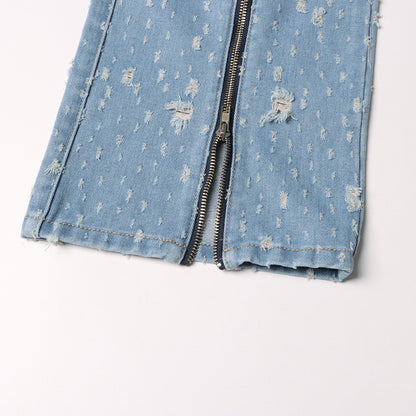 Frayed Denim Overalls