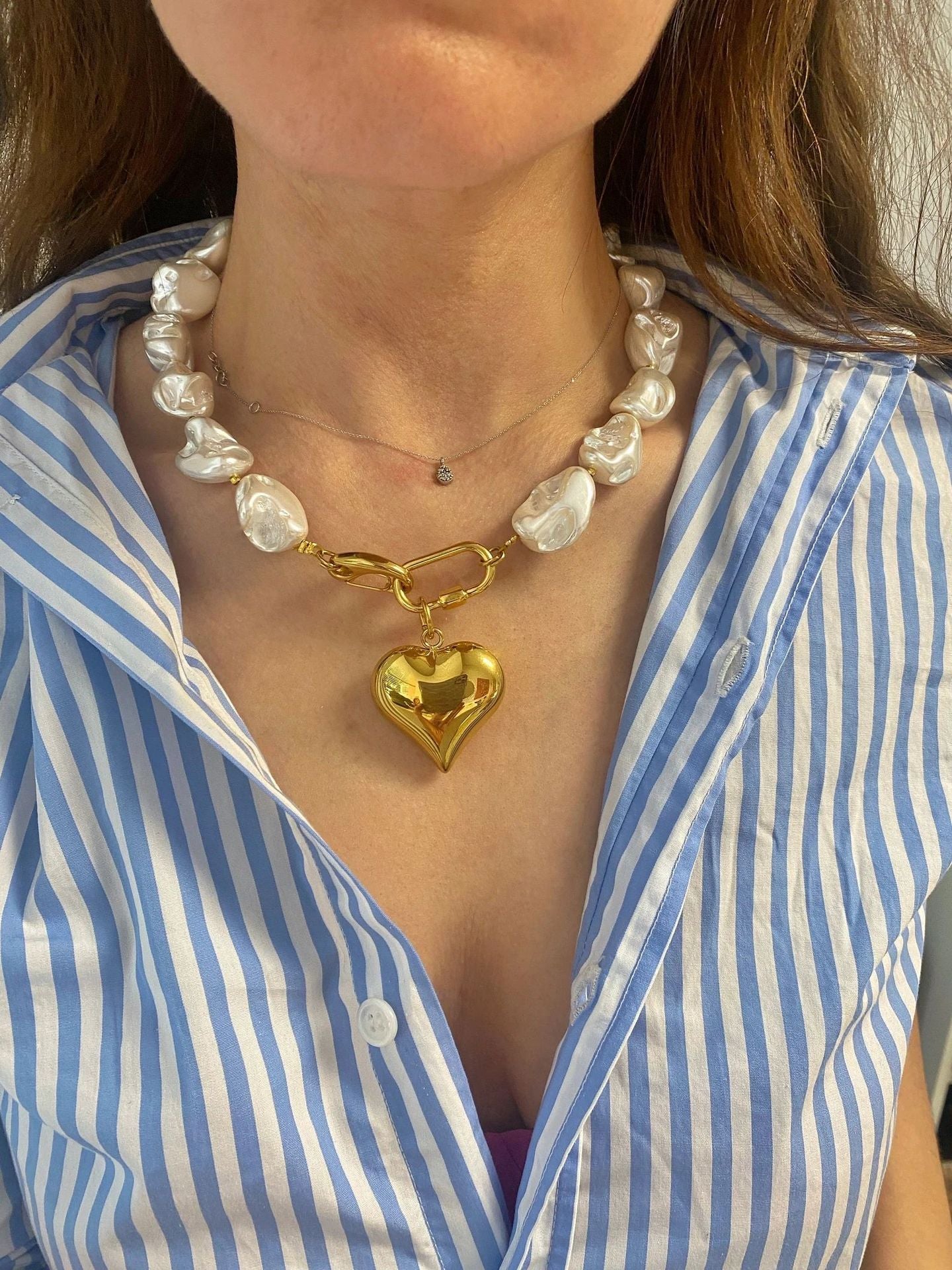 Bohemian Oversized Irregular Stone Heart Necklace