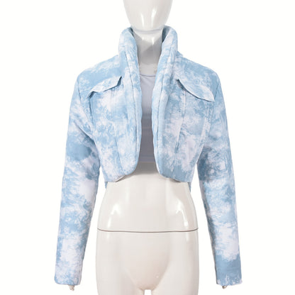 Mist dyed Clouds Standing Collar Padded Jacket