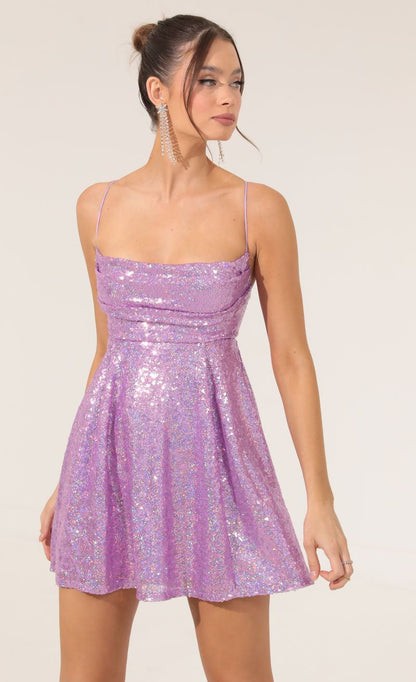 Strappy Bow Sequin Mini Dress