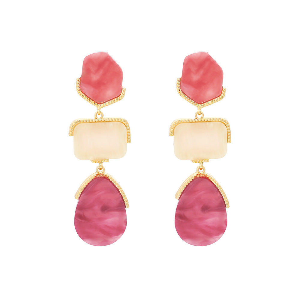 Imitation Stone Grain Color Match Earrings