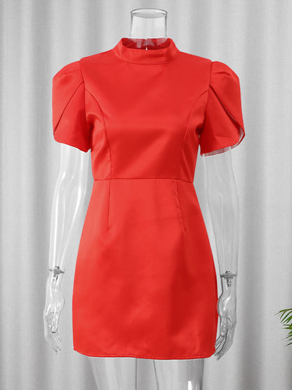 Elegant Designer Mini Dress - Red