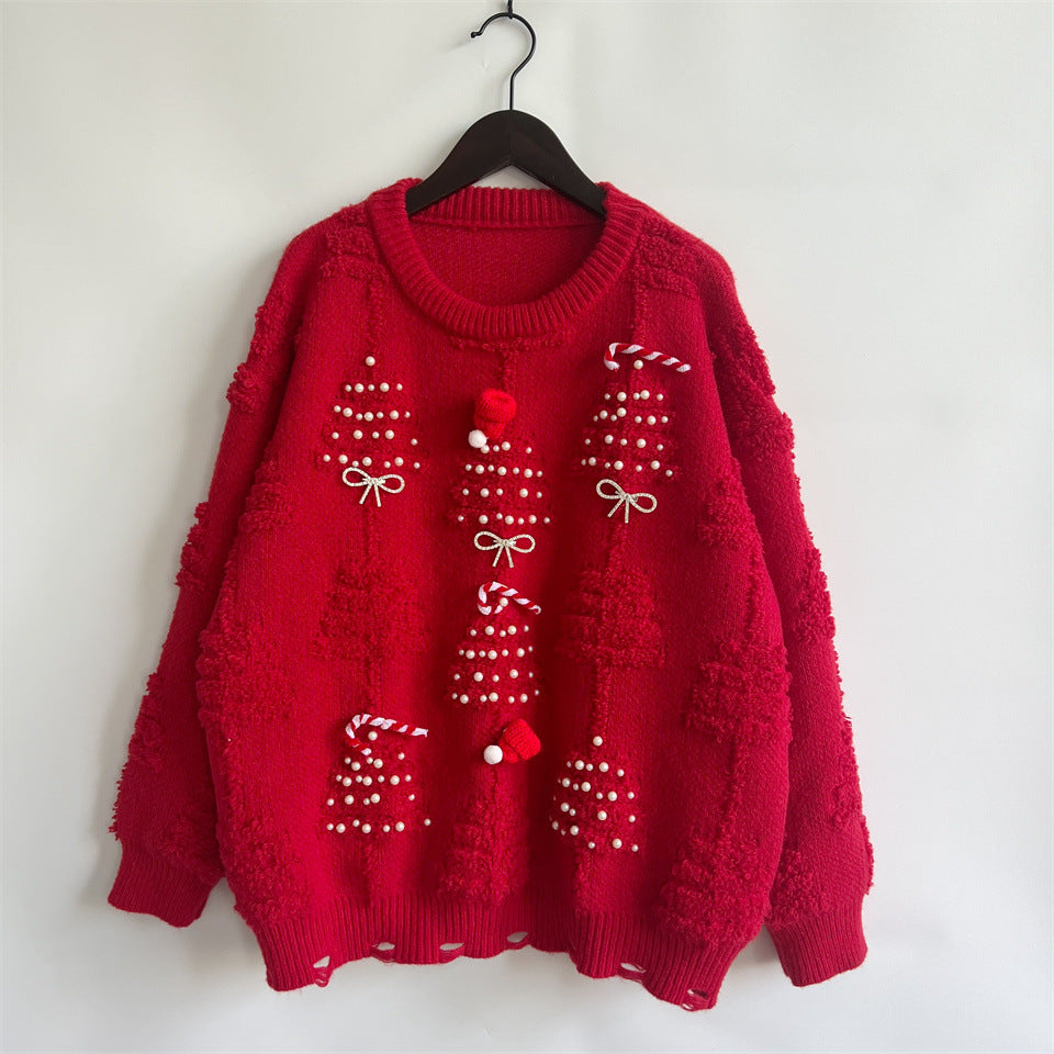 Plush Christmas Tree 3D Decorated Knit Sweater