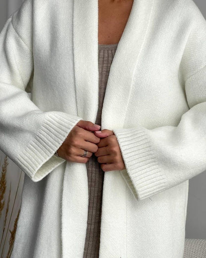 Solid Color Long Knit Cardigan