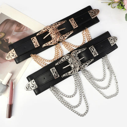 Waist Seal Hollow Double Buckle Chain