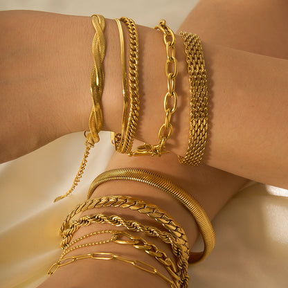 Gold Titanium Steel Chain Snake Bone Bracelets