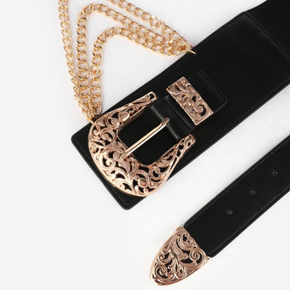 Waist Seal Hollow Double Buckle Chain