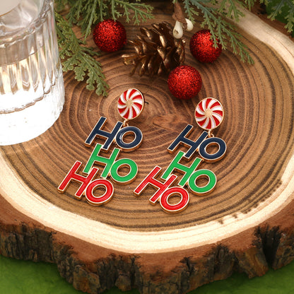 Candy "HOHOHO" Letter Creative Christmas Earrings