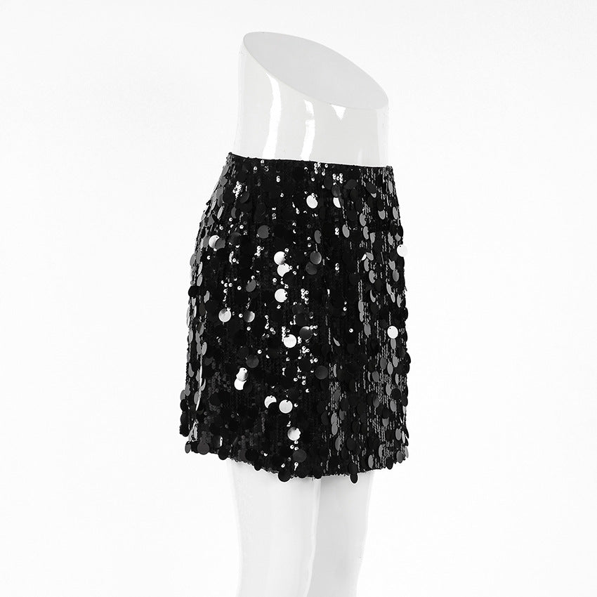 High Waist Round Large Sequin Skirt