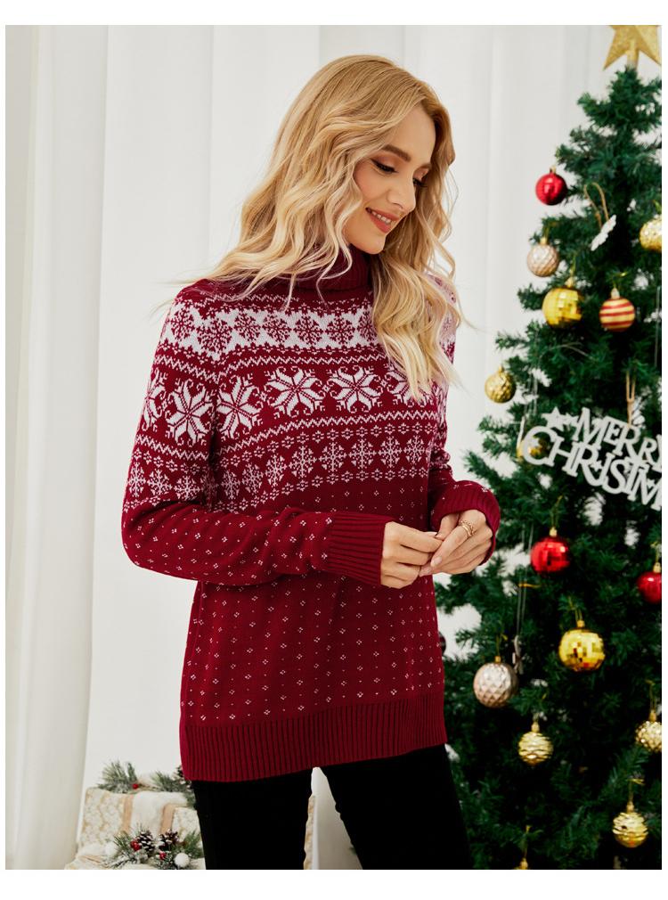 Christmas Snowflake Turtleneck Sweater