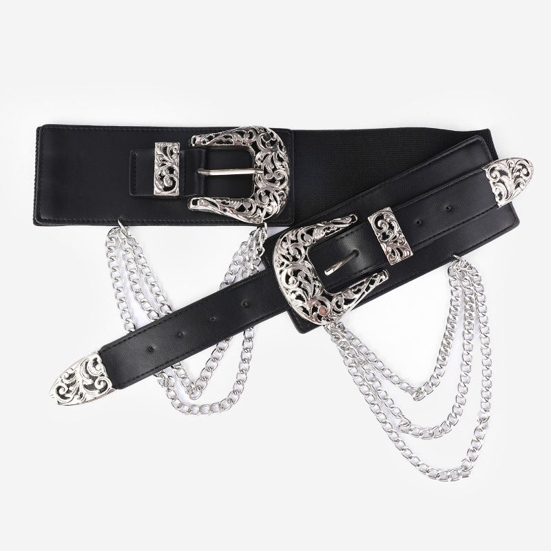 Waist Seal Hollow Double Buckle Chain