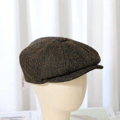 Trendy Vintage Tweed Wool Newsboy Hat