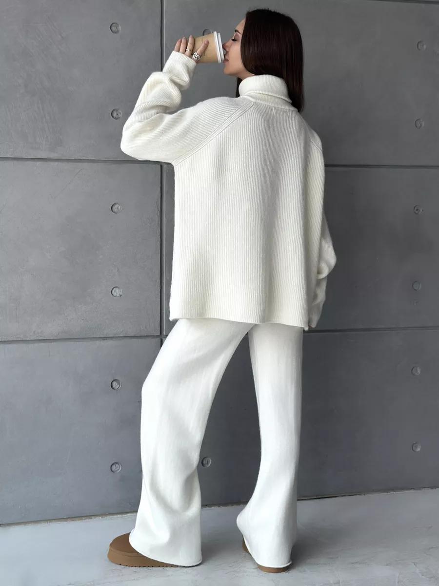 Winter Whisper Asymmetrical Sweater & Pants Set