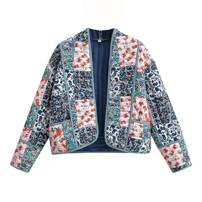 Floral Patchwork Print Drop Shoulder Jacket