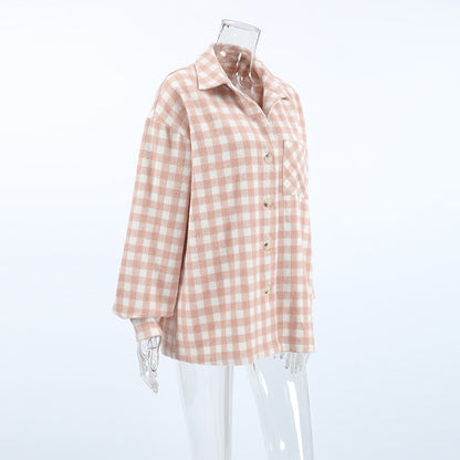 Pink Plaid Brushed Shirt