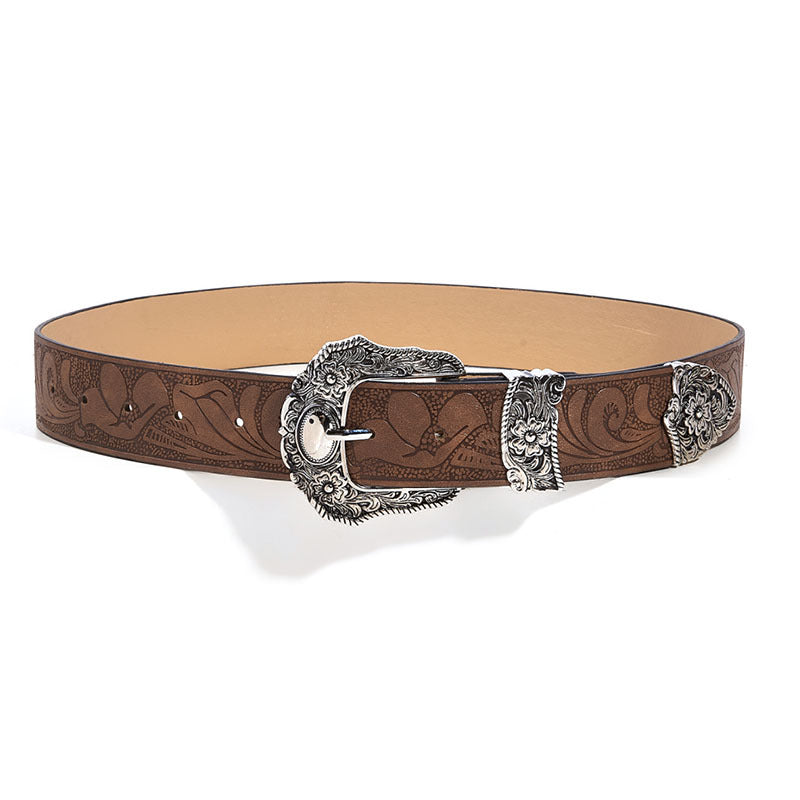 Cowboy Vintage Carved Leather Belt