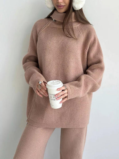 Winter Whisper Asymmetrical Sweater & Pants Set