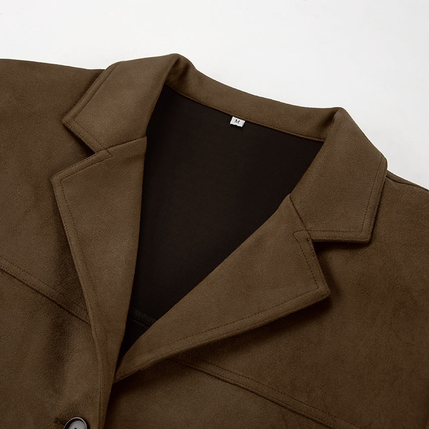 Vintage Brown Lapel Shoulder Pad Jacket