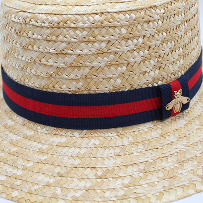 Elegant Straw Sun Boater Hat