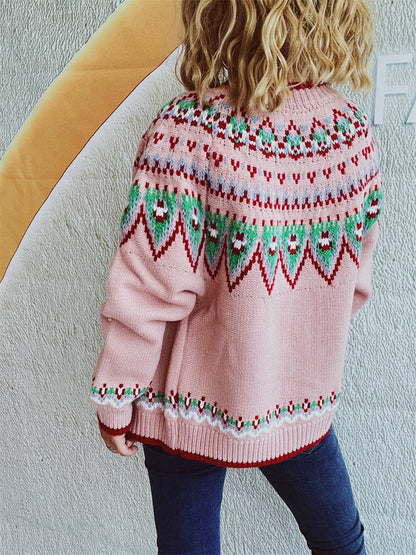 Ethnic Style Geometric Pattern Knitted Cardigan