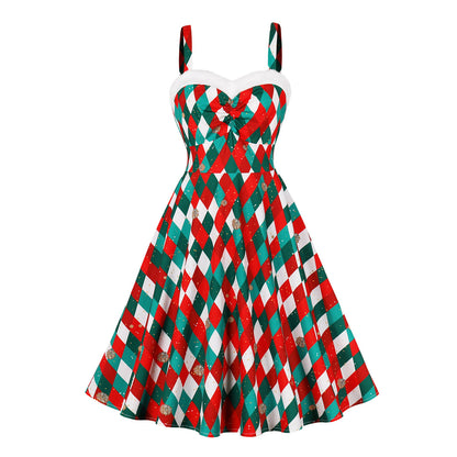 Christmas Argyle Print Dress