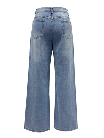 Vintage Mid-rise Straight Loose Wide Leg Jeans