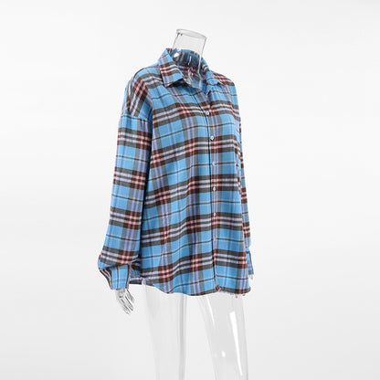 Street Style Vintage Plaid Oversized Shirt