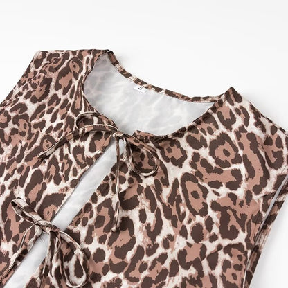 Leopard Print Vest And Casual Pant Set