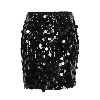 High Waist Round Large Sequin Skirt