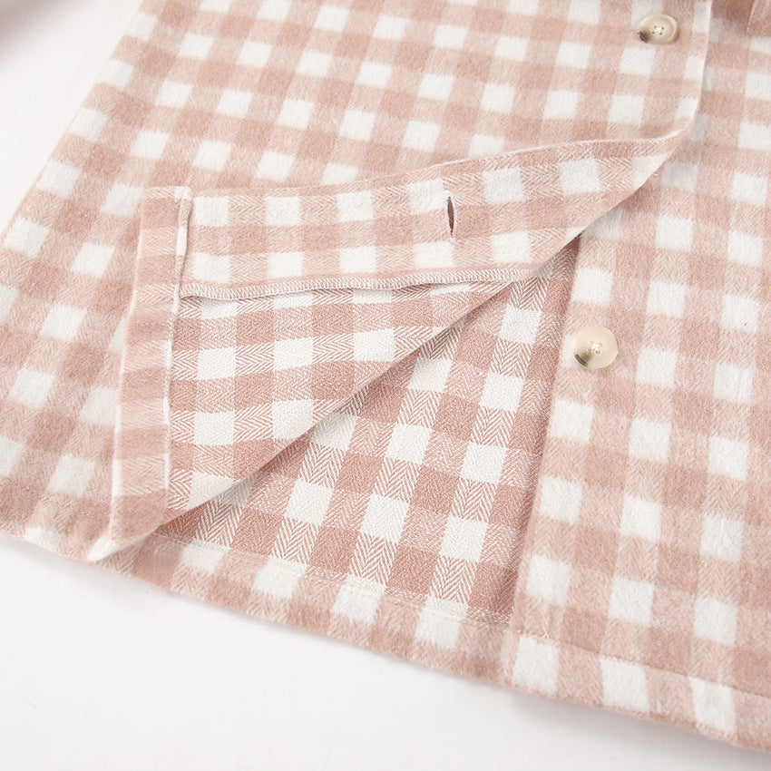 Pink Plaid Brushed Shirt