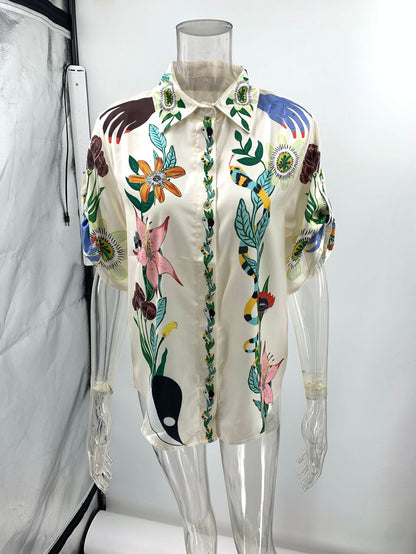 Tropical Soul Satin Shirt & Pants Set