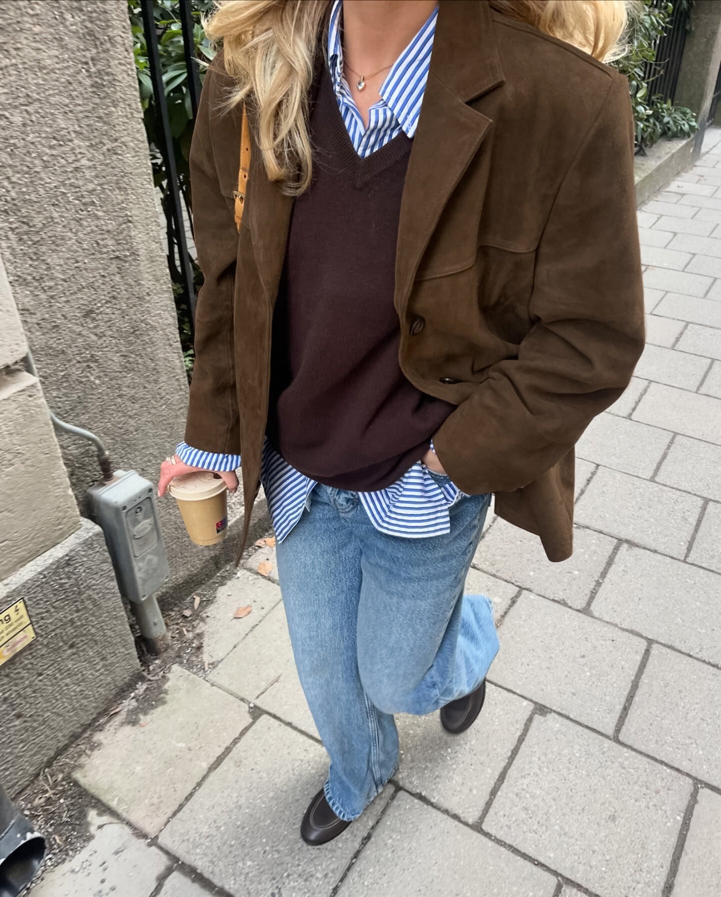 Vintage Brown Lapel Shoulder Pad Jacket