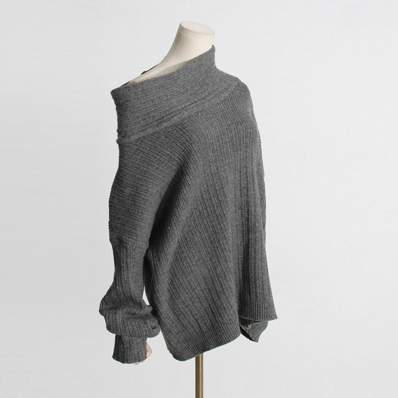 Oversized High Roll Knit Pullover