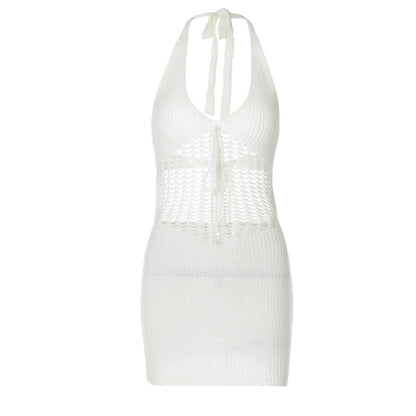 Backless Strappy Cutout Knit Mini Dress