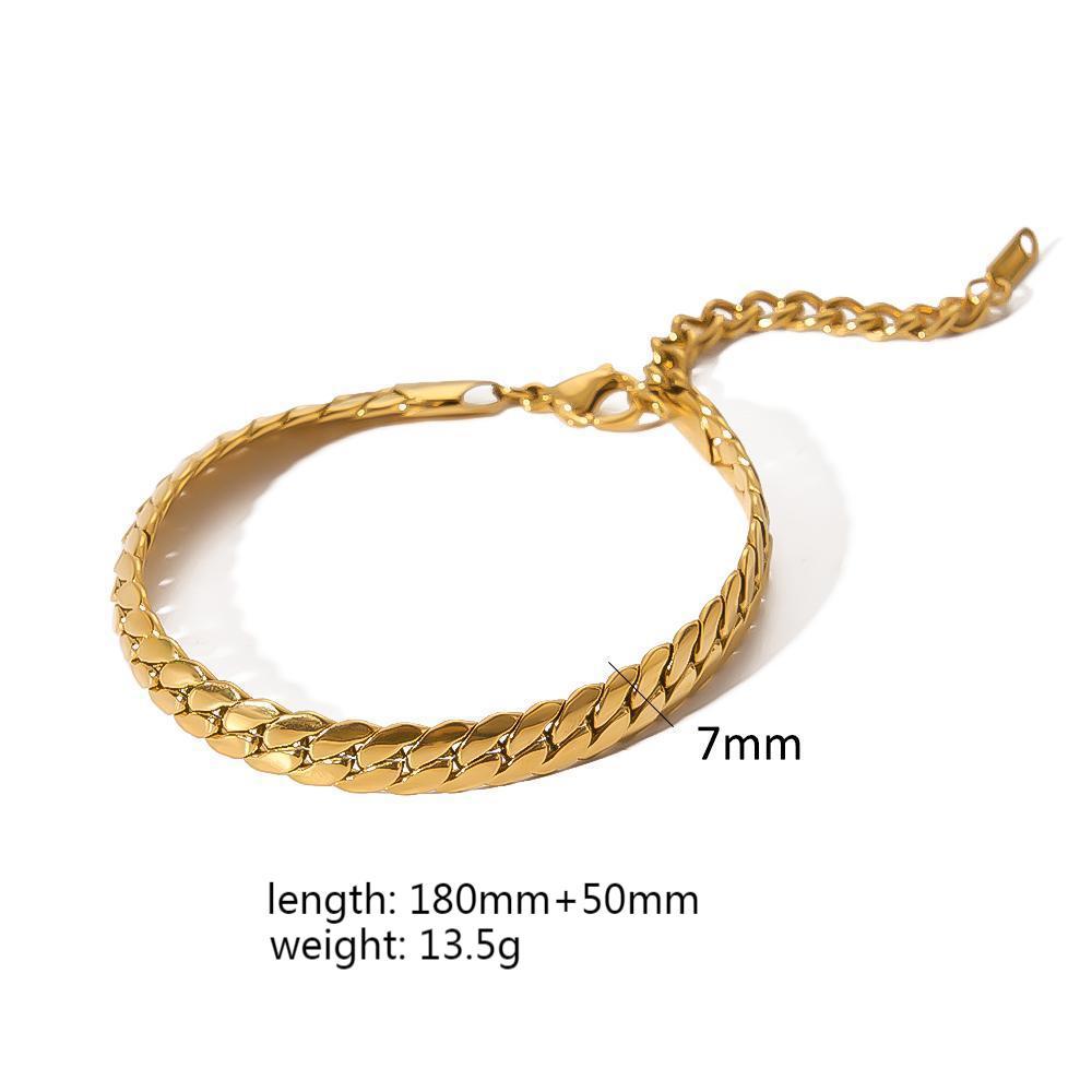 Gold Titanium Steel Chain Snake Bone Bracelets