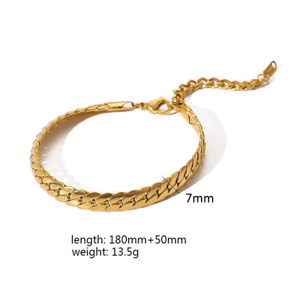 Gold Titanium Steel Chain Snake Bone Bracelets