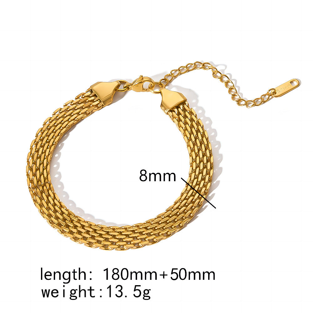 Gold Titanium Steel Chain Snake Bone Bracelets