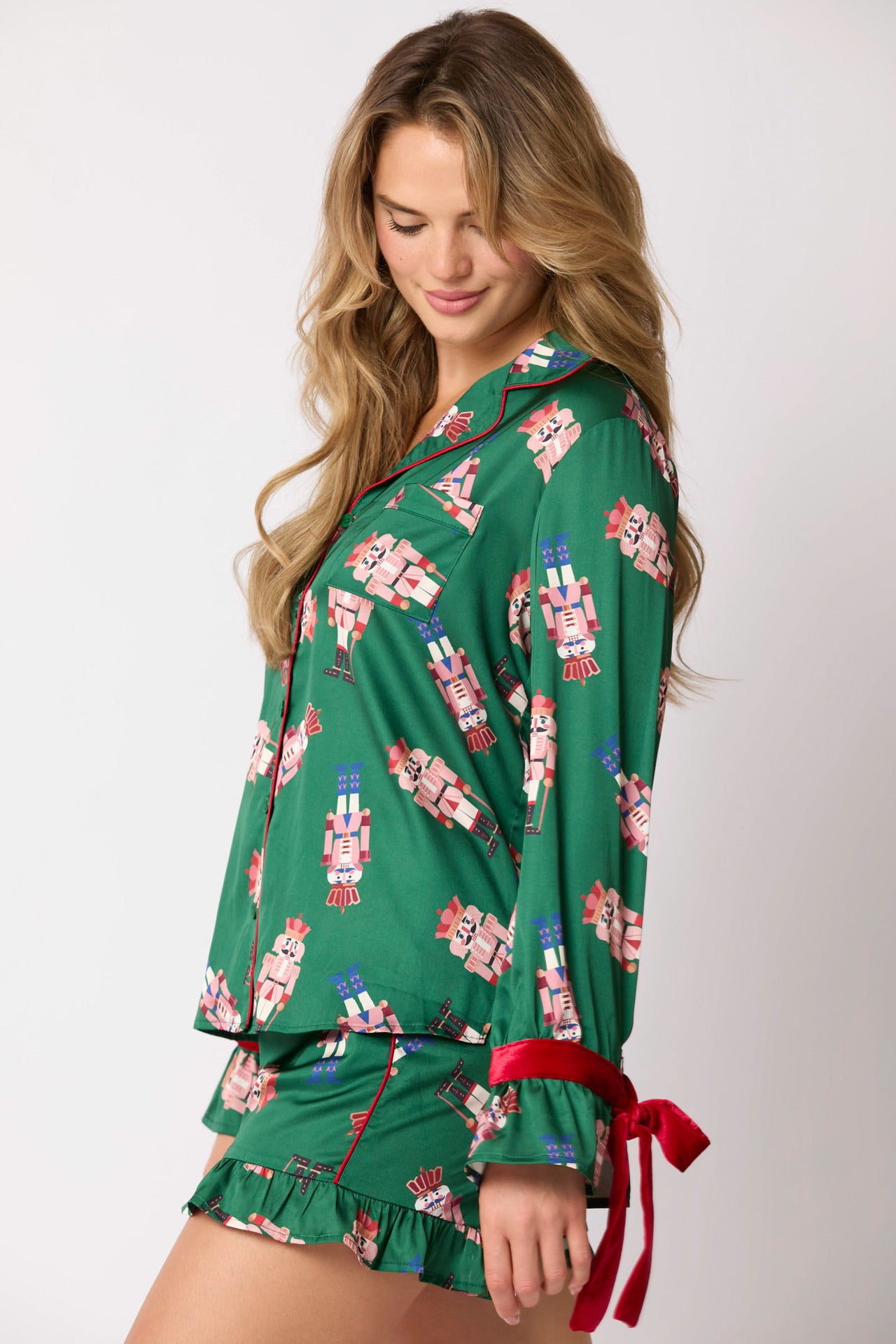 Nutcracker Candy Bow Patterned Pajama Set