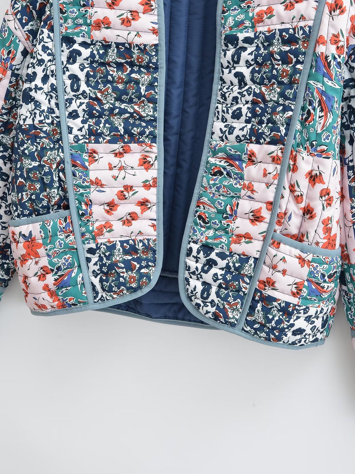 Floral Patchwork Print Drop Shoulder Jacket