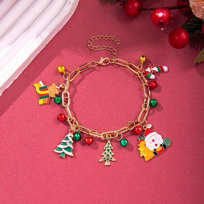 Christmas Alloy Snowflake Bell Pendant Bracelet